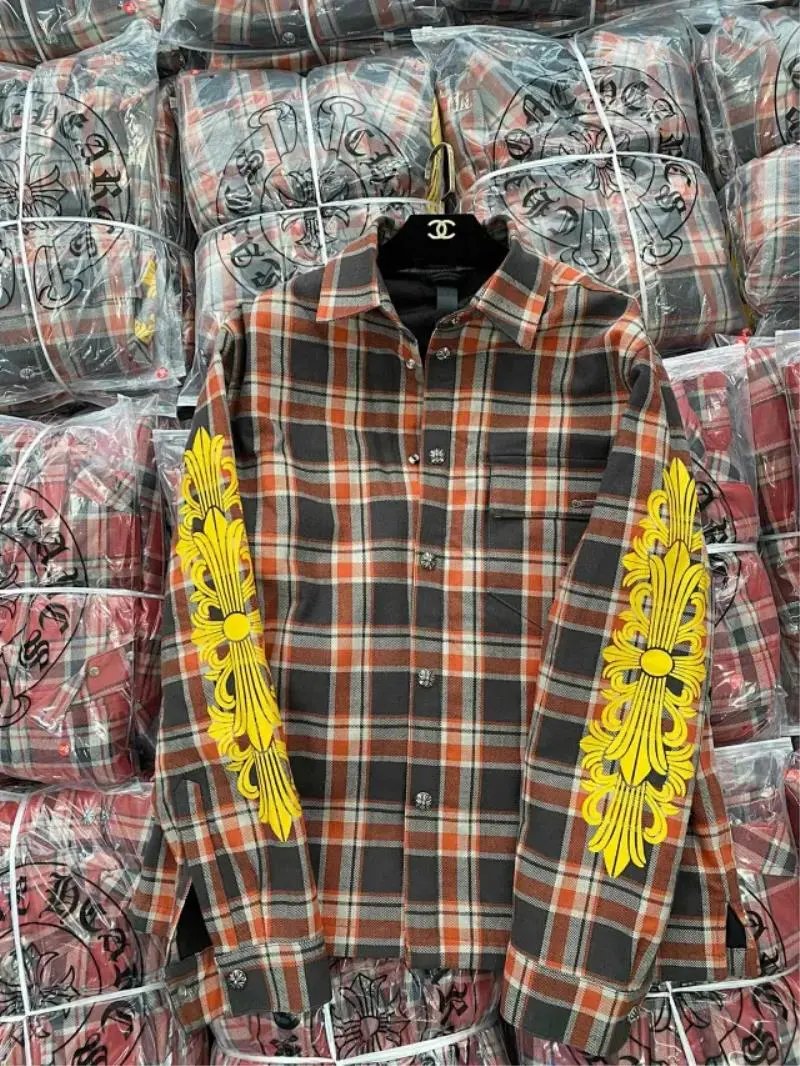 CHROME HEARTS WORKN JNKYD PLD Floral Cross Shirt Jacket  